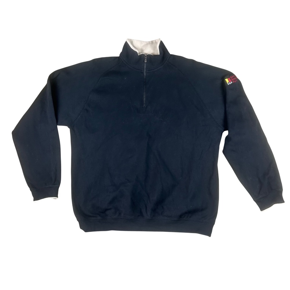 Bobby Jones Mens Large 1/4‎ Zip Pullover Peruvian Pima Cotton Black Sierra Logo
